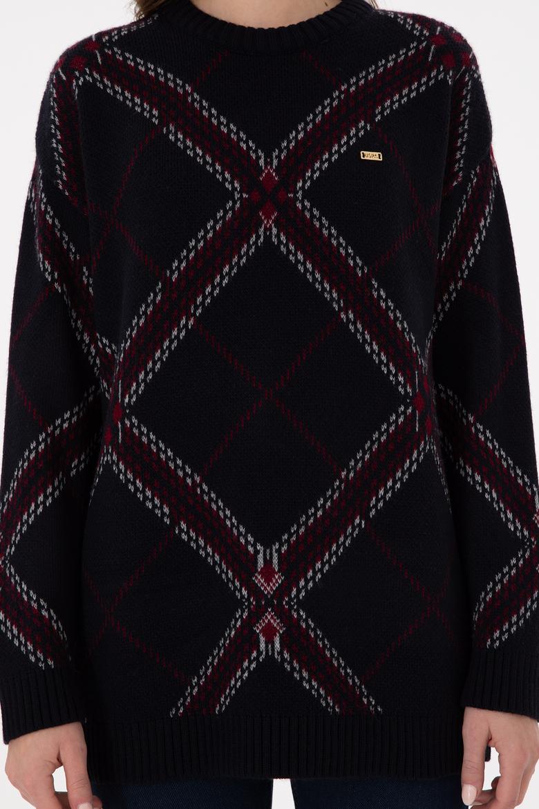 Kadın Lacivert Bisiklet Yaka Kazak - 50291588006