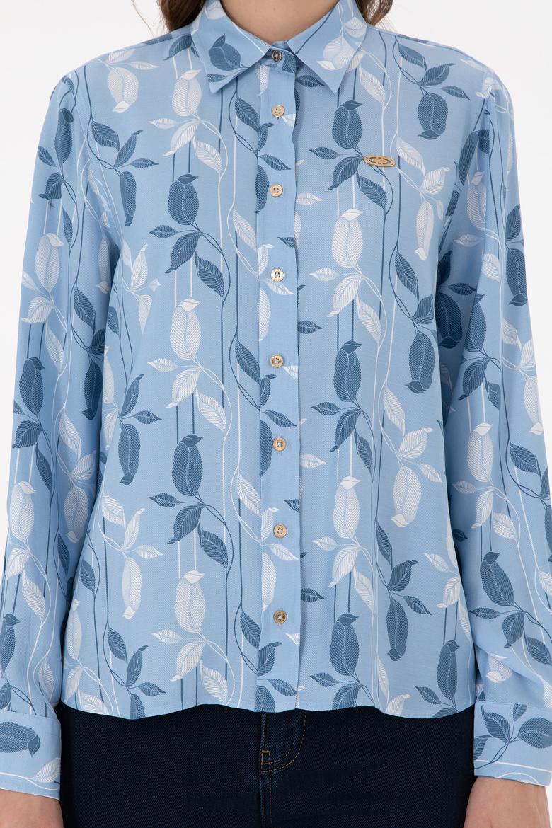 Kadın Açık Mavi Uzun Kollu Gömlek - 50293166007