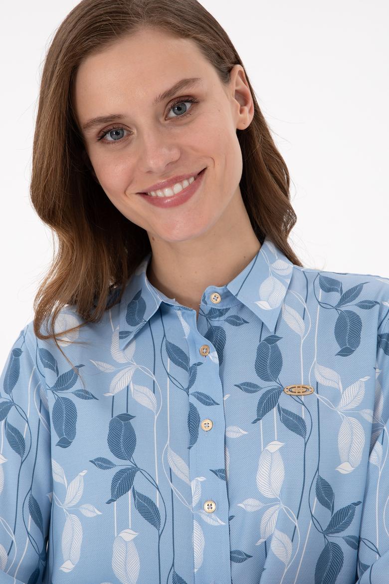 Kadın Açık Mavi Uzun Kollu Gömlek - 50293166007