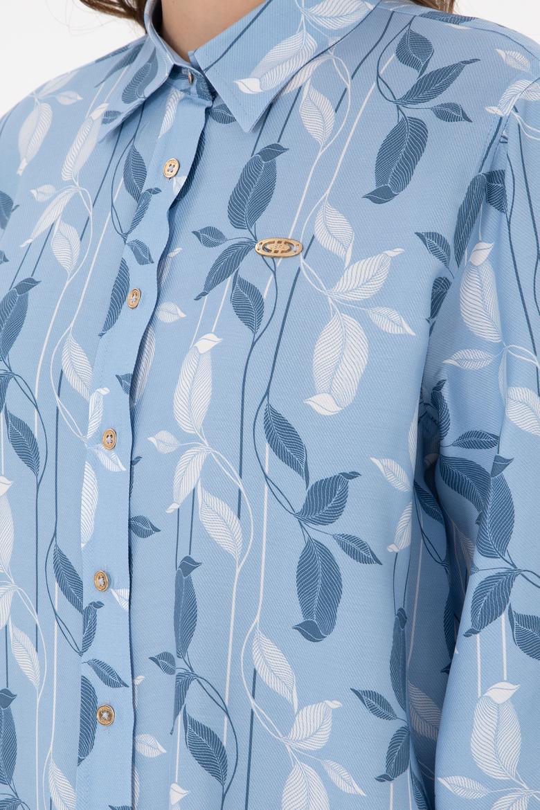 Kadın Açık Mavi Uzun Kollu Gömlek - 50293166007