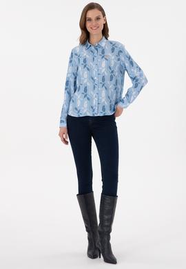 Kadın Açık Mavi Uzun Kollu Gömlek - 50293166007