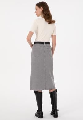 Kadın Gri Jean Etek - 50293251002