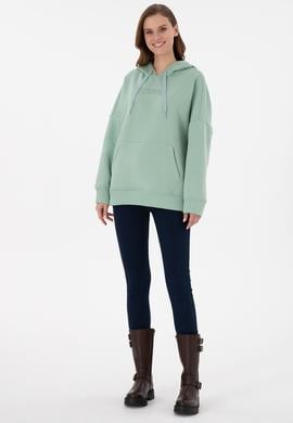 Kadın Su Yeşili Kapüşonlu Sweatshirt - 50292370058
