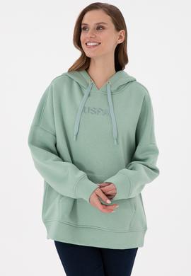 Kadın Su Yeşili Kapüşonlu Sweatshirt - 50292370058
