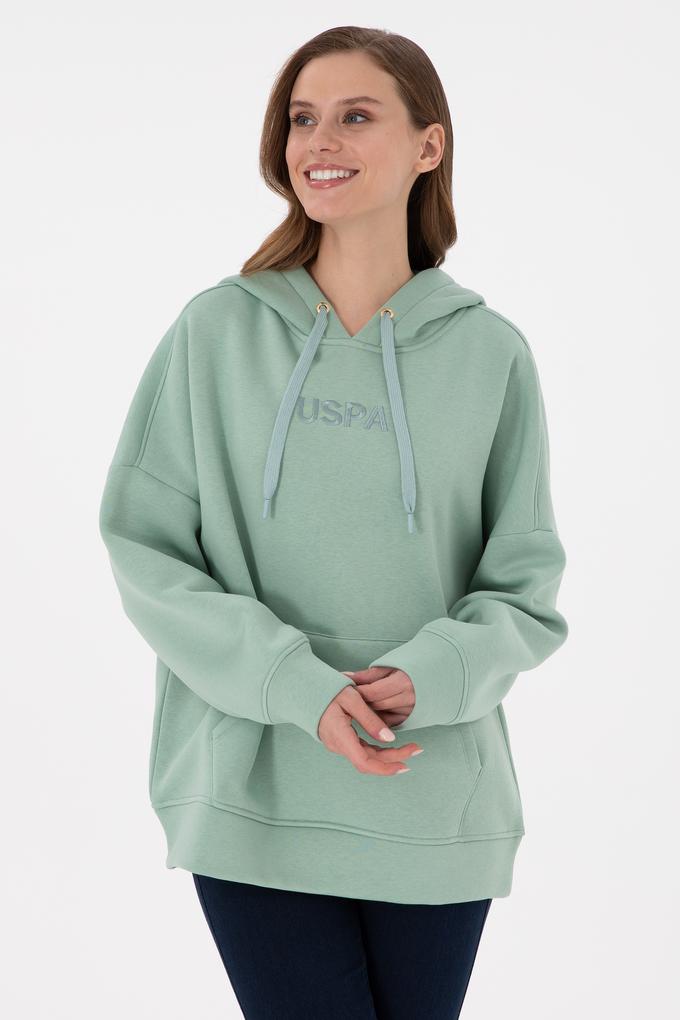 Kadın Su Yeşili Kapüşonlu Sweatshirt