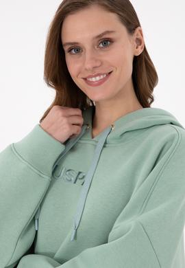 Kadın Su Yeşili Kapüşonlu Sweatshirt - 50292370058