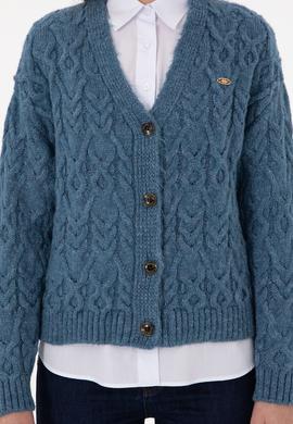 Kadın Saks Triko Hırka - 50293020012