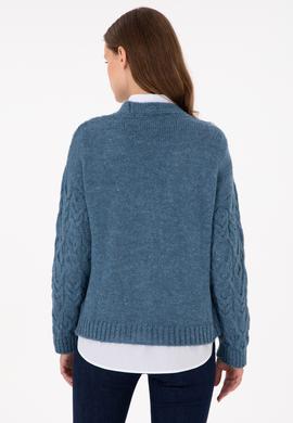 Kadın Saks Triko Hırka - 50293020012