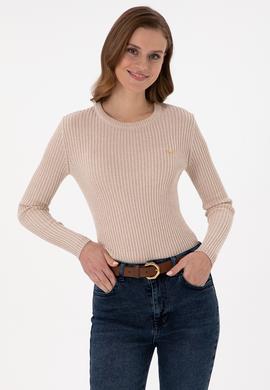 Kadın Taş Simli Bisiklet Yaka Kazak - 50294092007