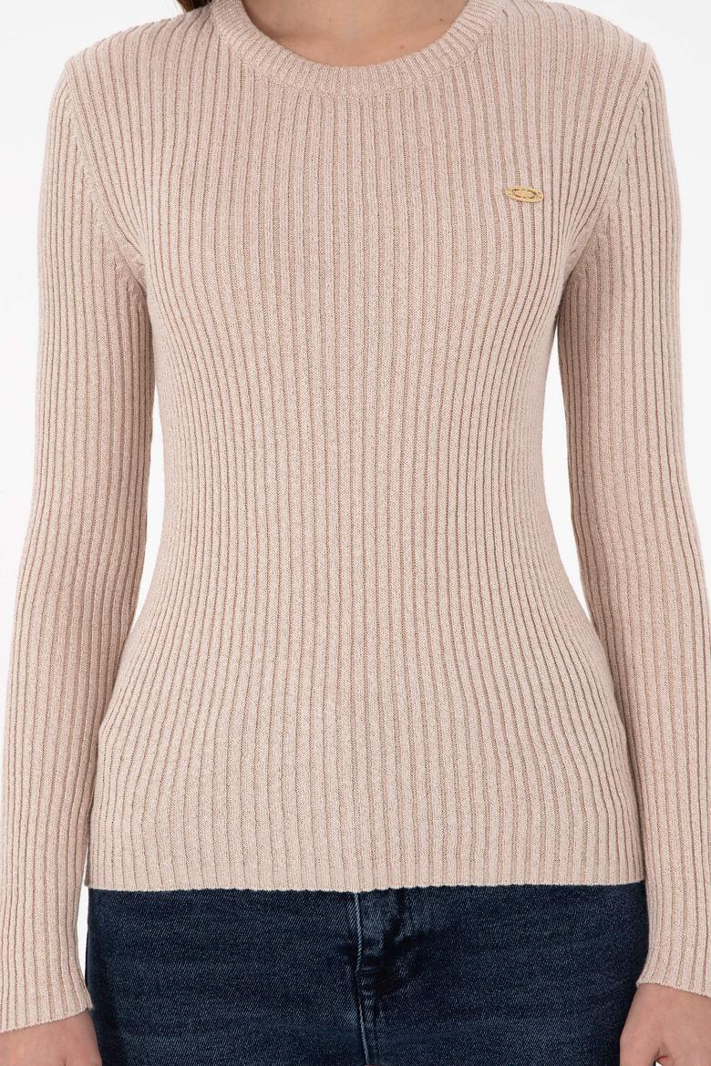 Kadın Taş Simli Bisiklet Yaka Kazak - 50294092007