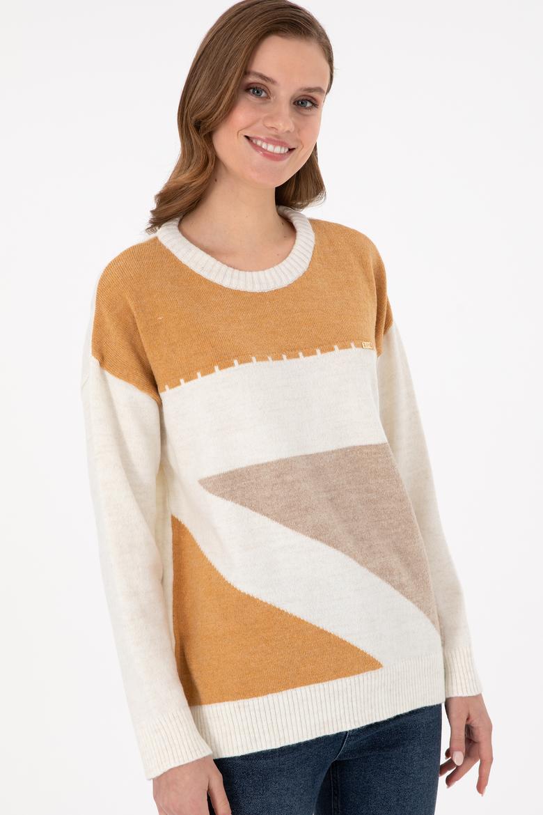 Kadın Camel Melanj Bisiklet Yaka Kazak - 50291575013