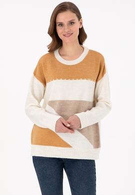 Kadın Camel Melanj Bisiklet Yaka Kazak - 50291575013