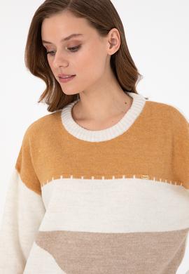 Kadın Camel Melanj Bisiklet Yaka Kazak - 50291575013