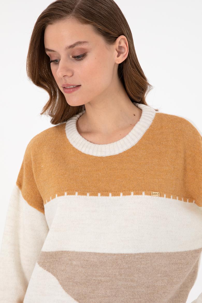 Kadın Camel Melanj Bisiklet Yaka Kazak - 50291575013