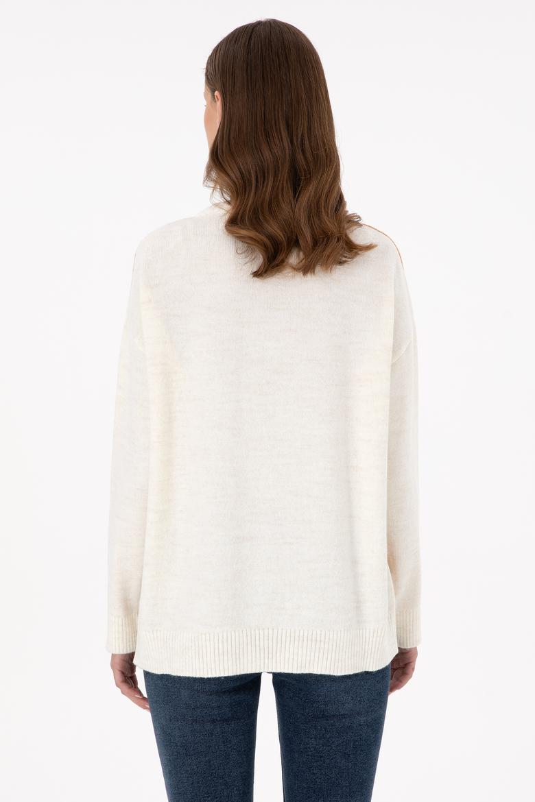 Kadın Camel Melanj Bisiklet Yaka Kazak - 50291575013