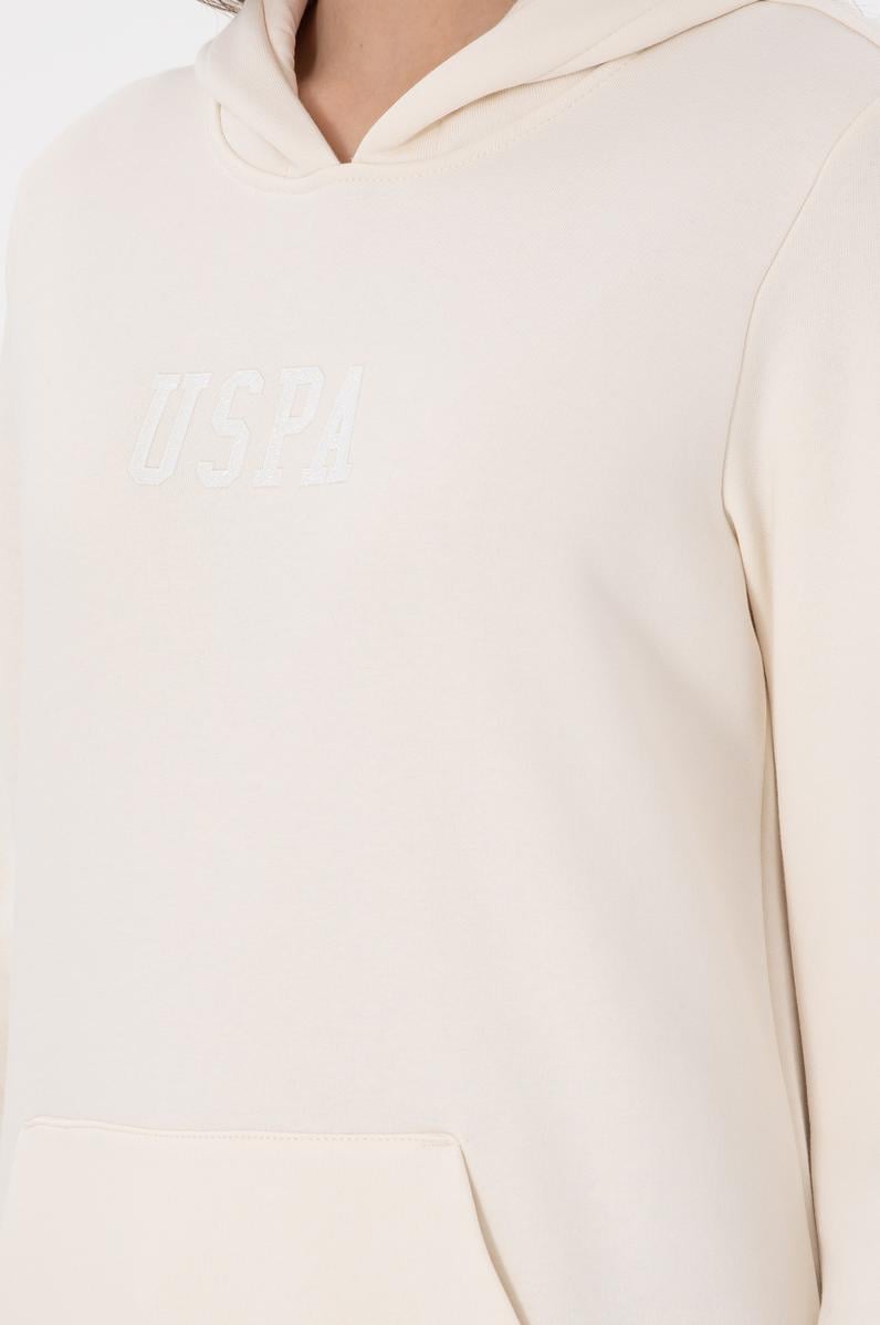 Kadın Krem Kapüşonlu Basic Sweatshırt