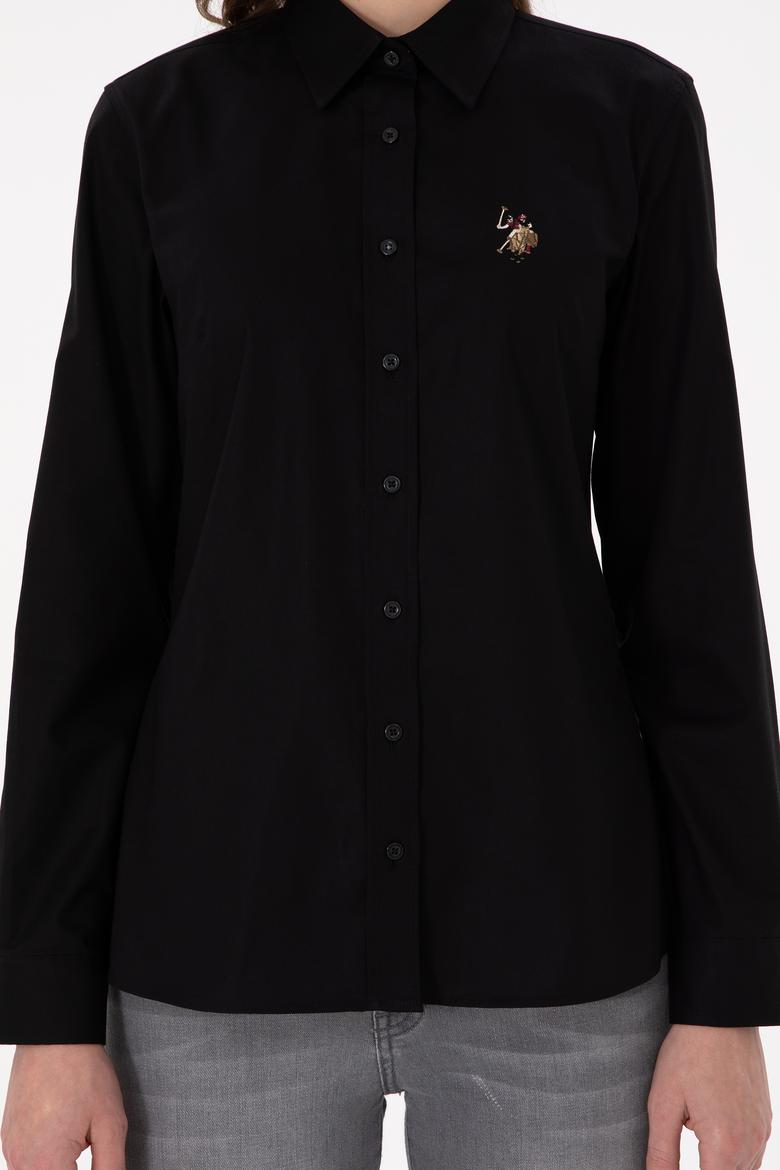 Kadın Siyah Uzun Kollu Basic Gömlek - 50295710034