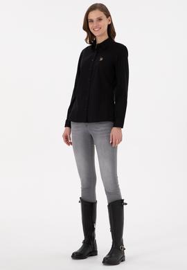 Kadın Siyah Uzun Kollu Basic Gömlek - 50295710034