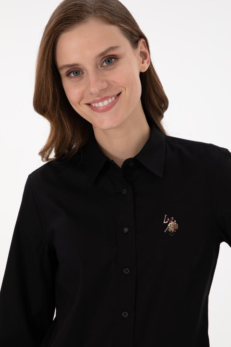 Kadın Siyah Uzun Kollu Basic Gömlek - 50295710034