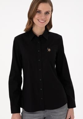 Kadın Siyah Uzun Kollu Basic Gömlek - 50295710034