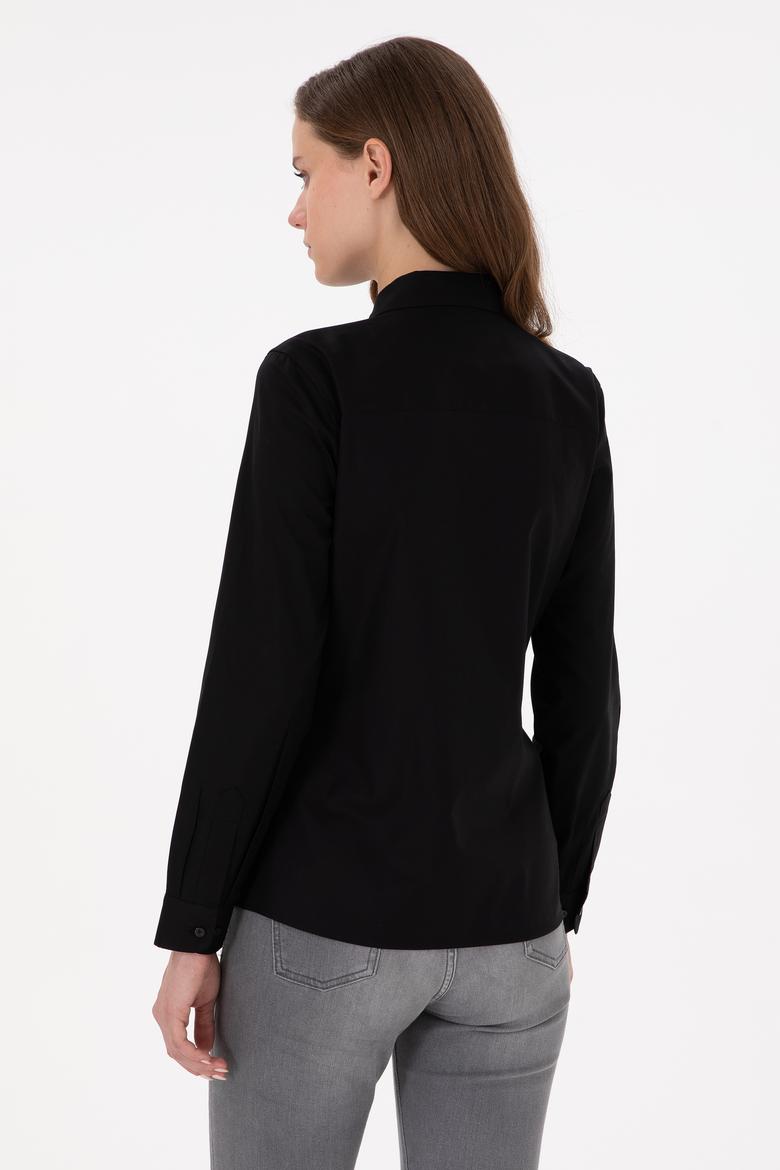 Kadın Siyah Uzun Kollu Basic Gömlek - 50295710034