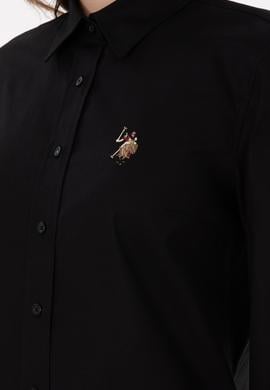 Kadın Siyah Uzun Kollu Basic Gömlek - 50295710034