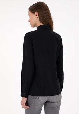 Kadın Siyah Uzun Kollu Basic Gömlek - 50295711036