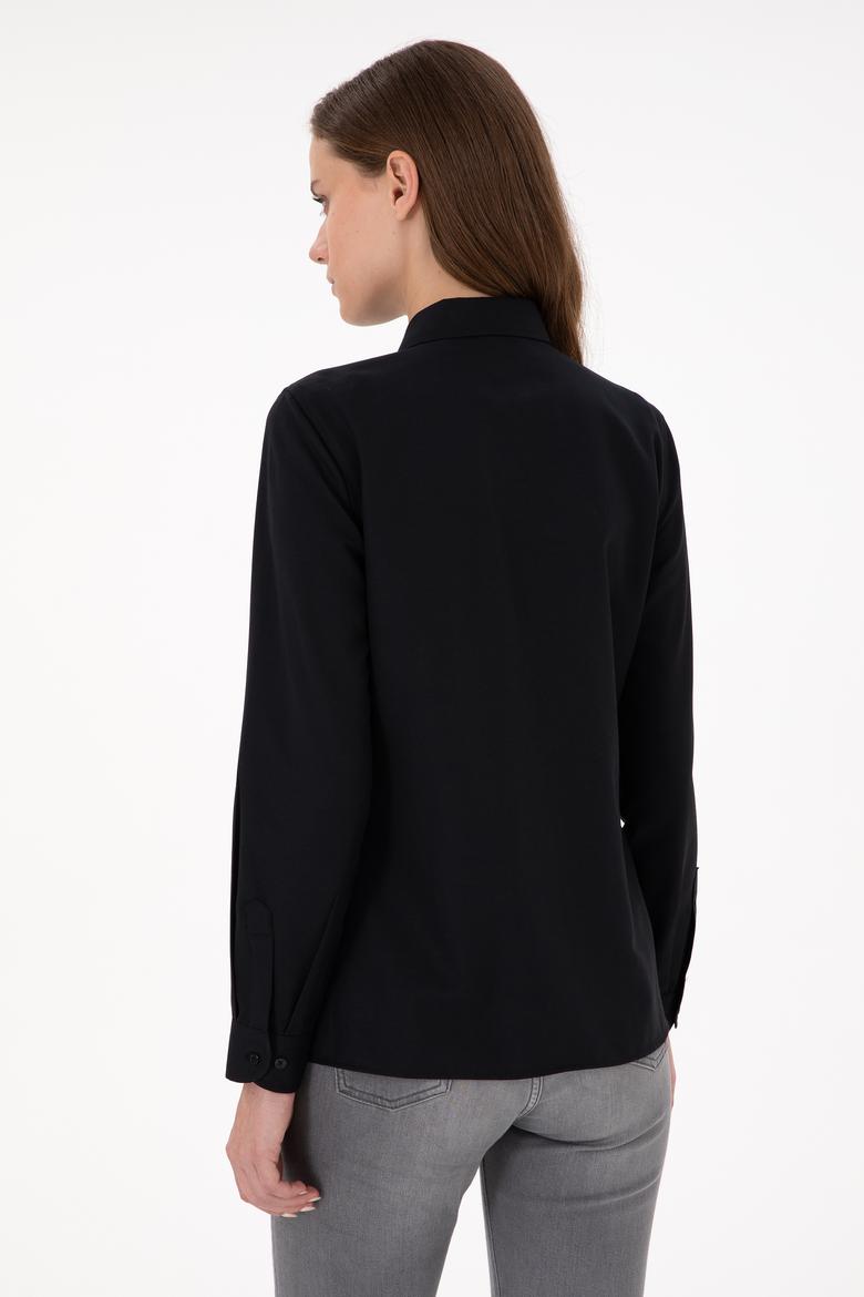 Kadın Siyah Uzun Kollu Basic Gömlek - 50295711036