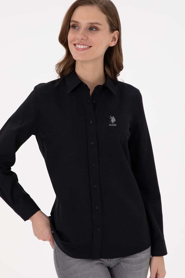 Kadın Siyah Uzun Kollu Basic Gömlek - 50295711036