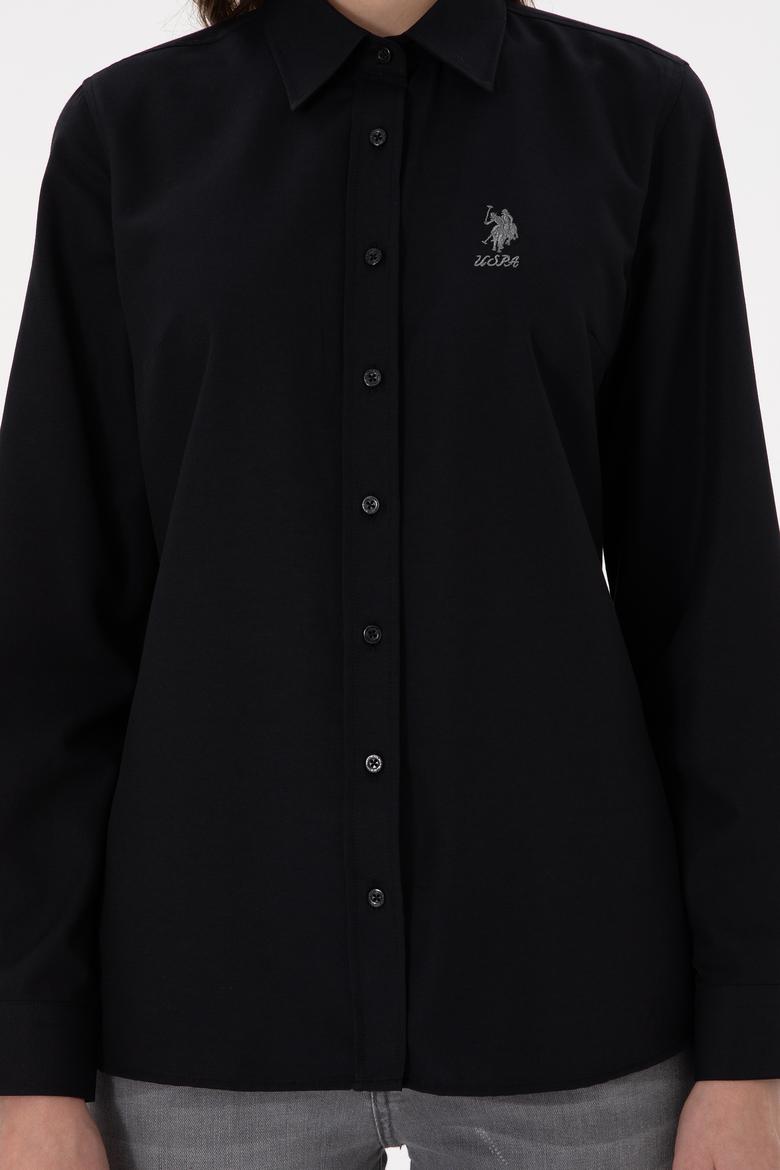 Kadın Siyah Uzun Kollu Basic Gömlek - 50295711036