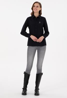 Kadın Siyah Uzun Kollu Basic Gömlek - 50295711036