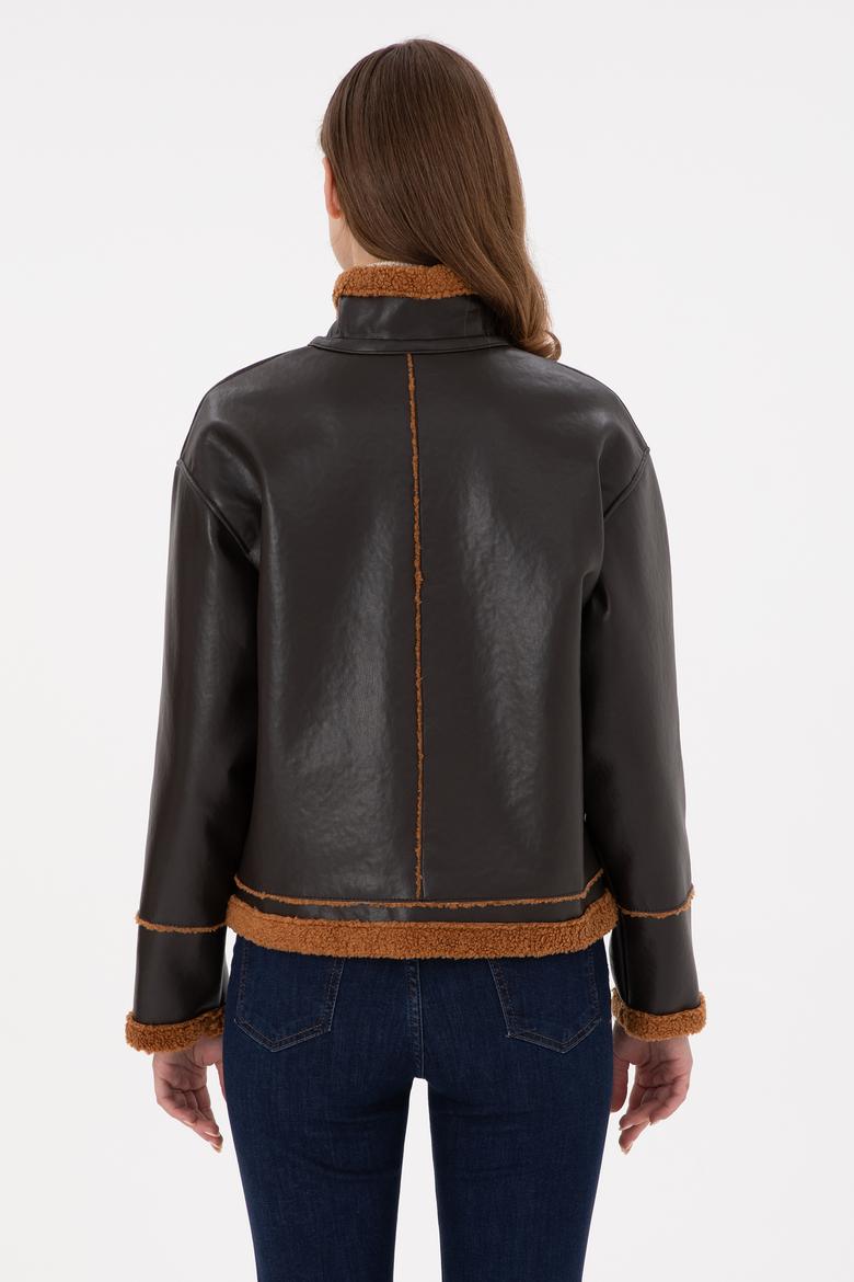 Kadın Siyah Suni Deri Ceket - 50297229002