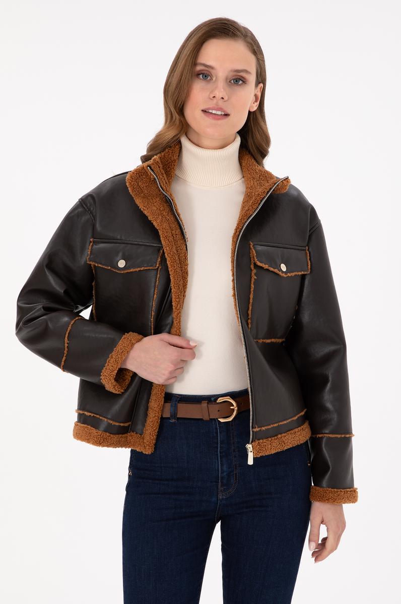 Kadın Kahverengi Deri Ceket