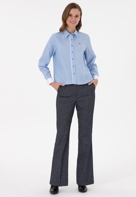 Kadın İndigo Slim Flare Fit Kanvas Pantolon - 50290884005