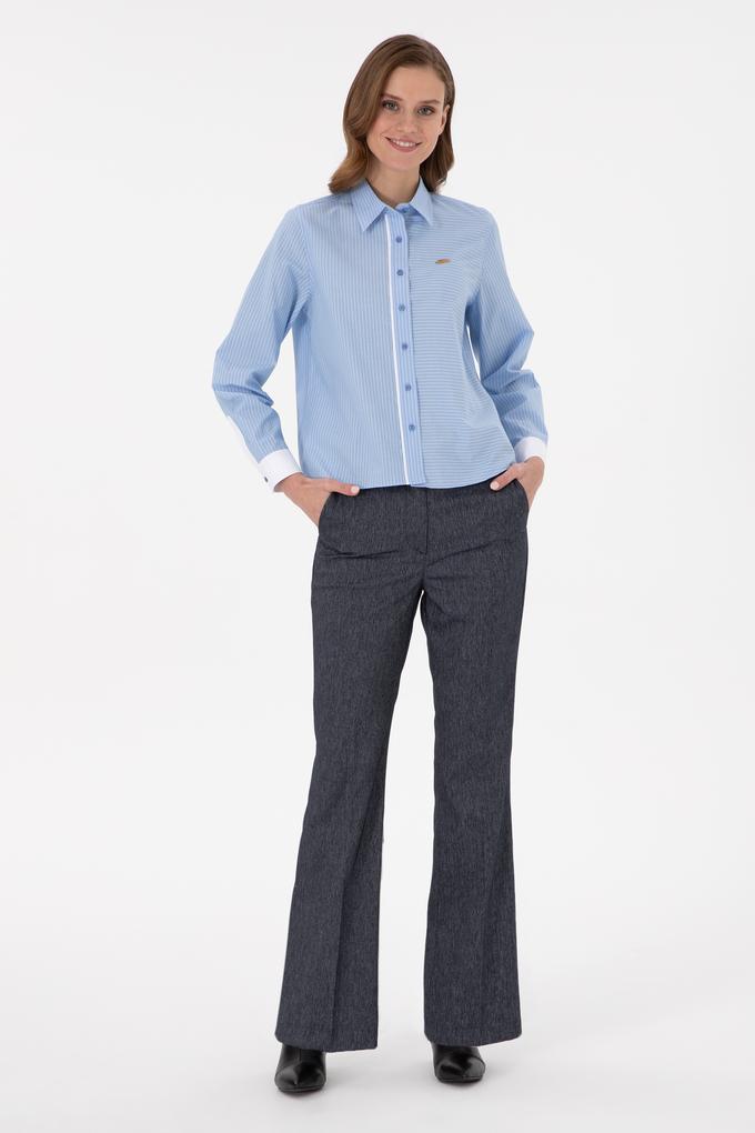 Kadın İndigo Slim Flare Fit Kanvas Pantolon