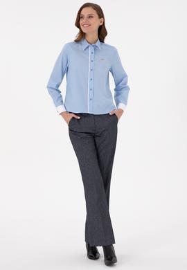 Kadın İndigo Slim Flare Fit Kanvas Pantolon - 50290884005