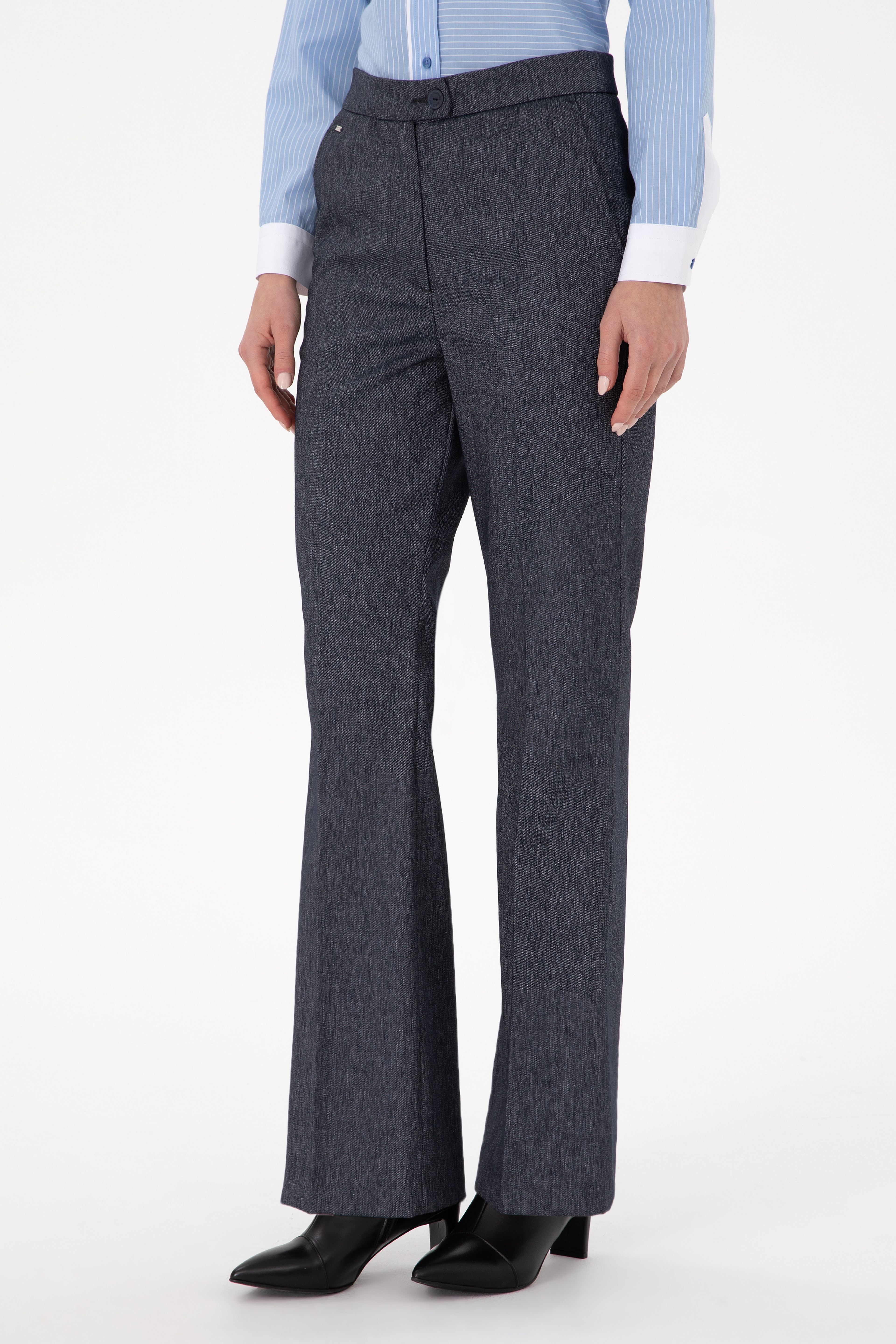 Kadın İndigo Slim Flare Fit Kanvas Pantolon - Image 2