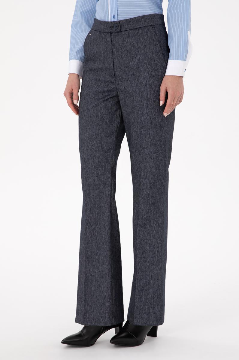 Kadın İndigo Slim Flare Fit Kanvas Pantolon