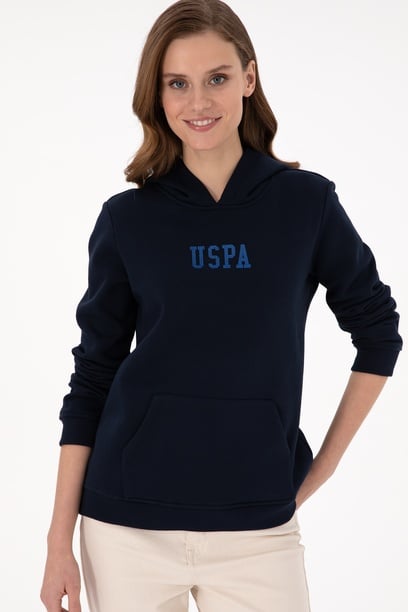 Kadın Lacivert Basic Kapüşonlu Sweatshirt