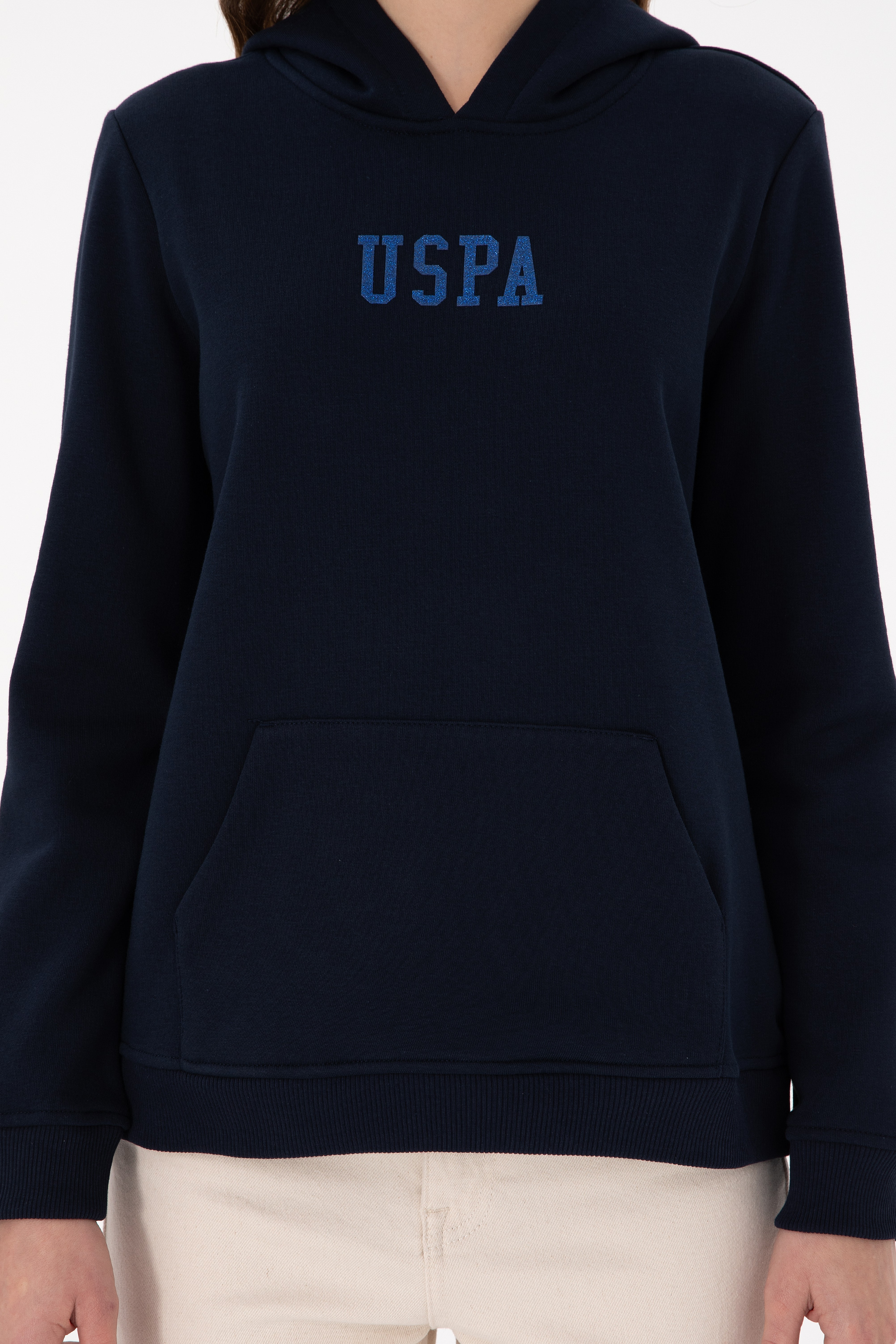 Kadın Lacivert Basic Kapüşonlu Sweatshirt