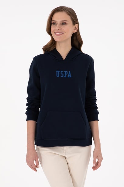 Kadın Lacivert Basic Kapüşonlu Sweatshirt