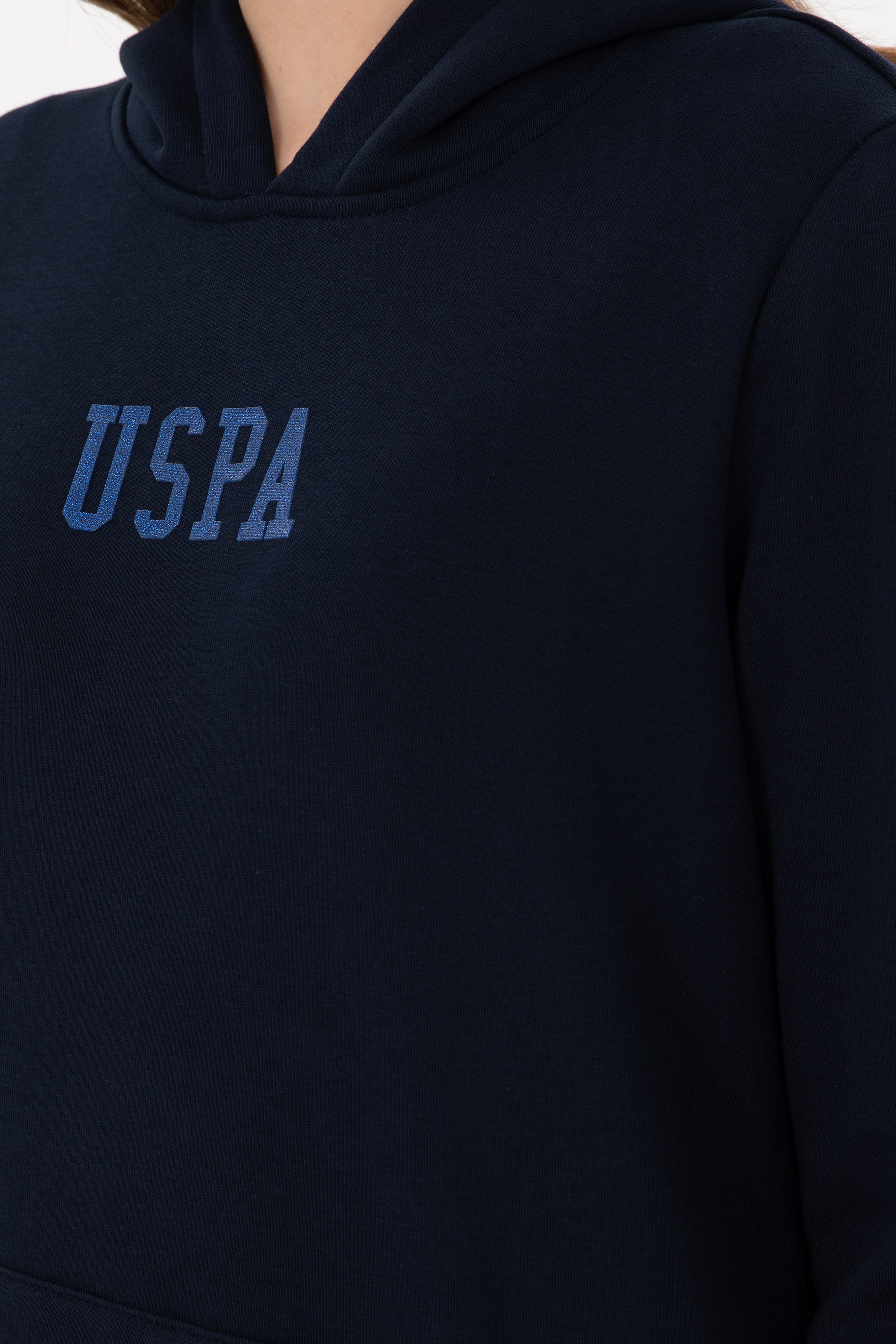 Kadın Lacivert Basic Kapüşonlu Sweatshirt - Image 7