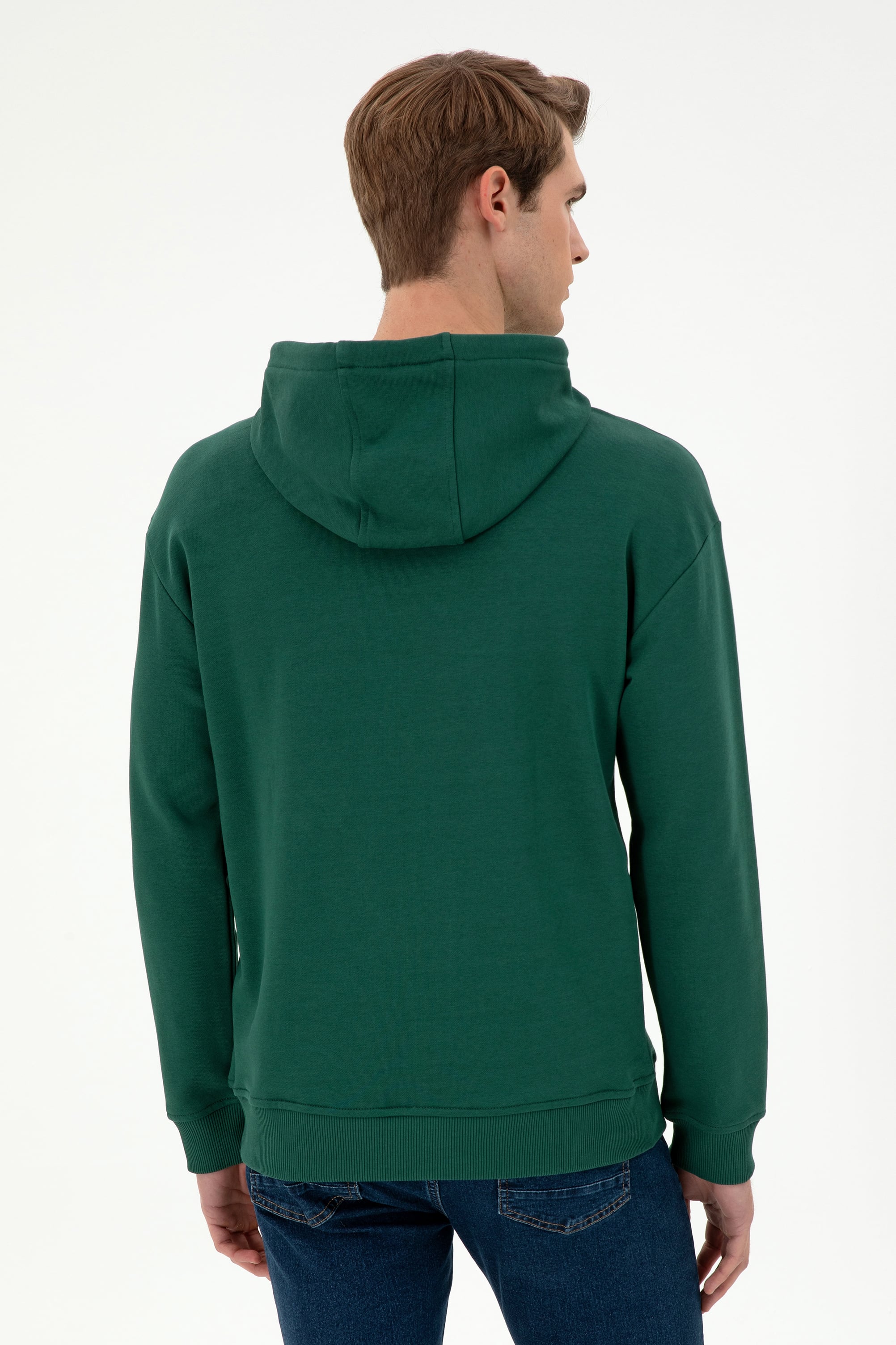 Erkek Koyu Yeşil Basic Sweatshirt