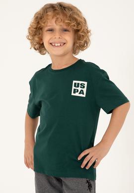 Erkek Çocuk Koyu Yeşil Oversize Bisiklet Yaka Tişört - 50295447096