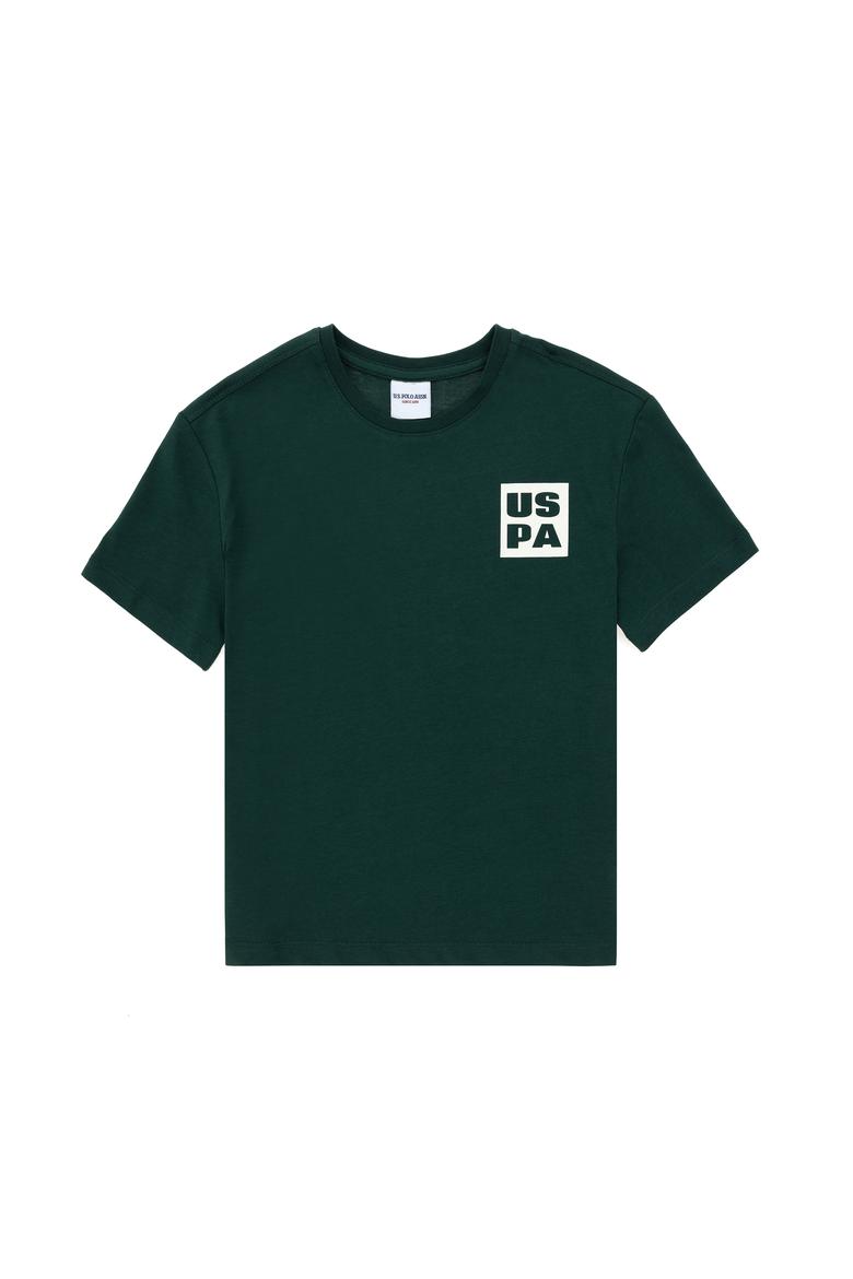 Erkek Çocuk Koyu Yeşil Oversize Bisiklet Yaka Tişört - 50295447096