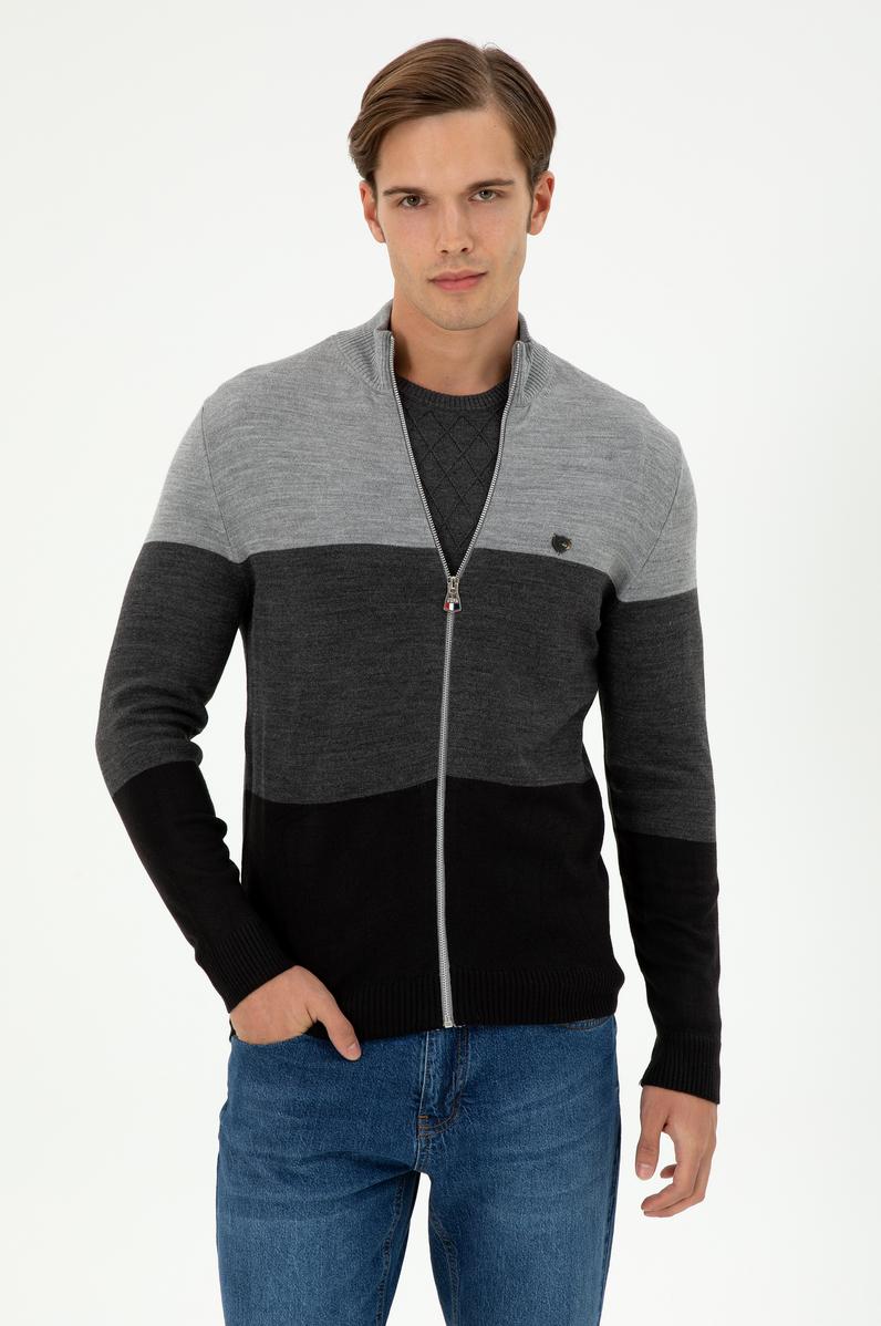 Erkek Gri Melanj Triko Hırka