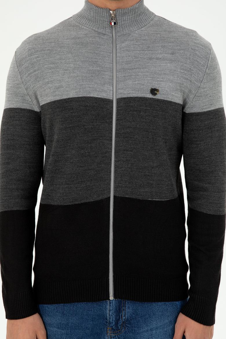 Erkek Gri Melanj Triko Hırka - 50297062017