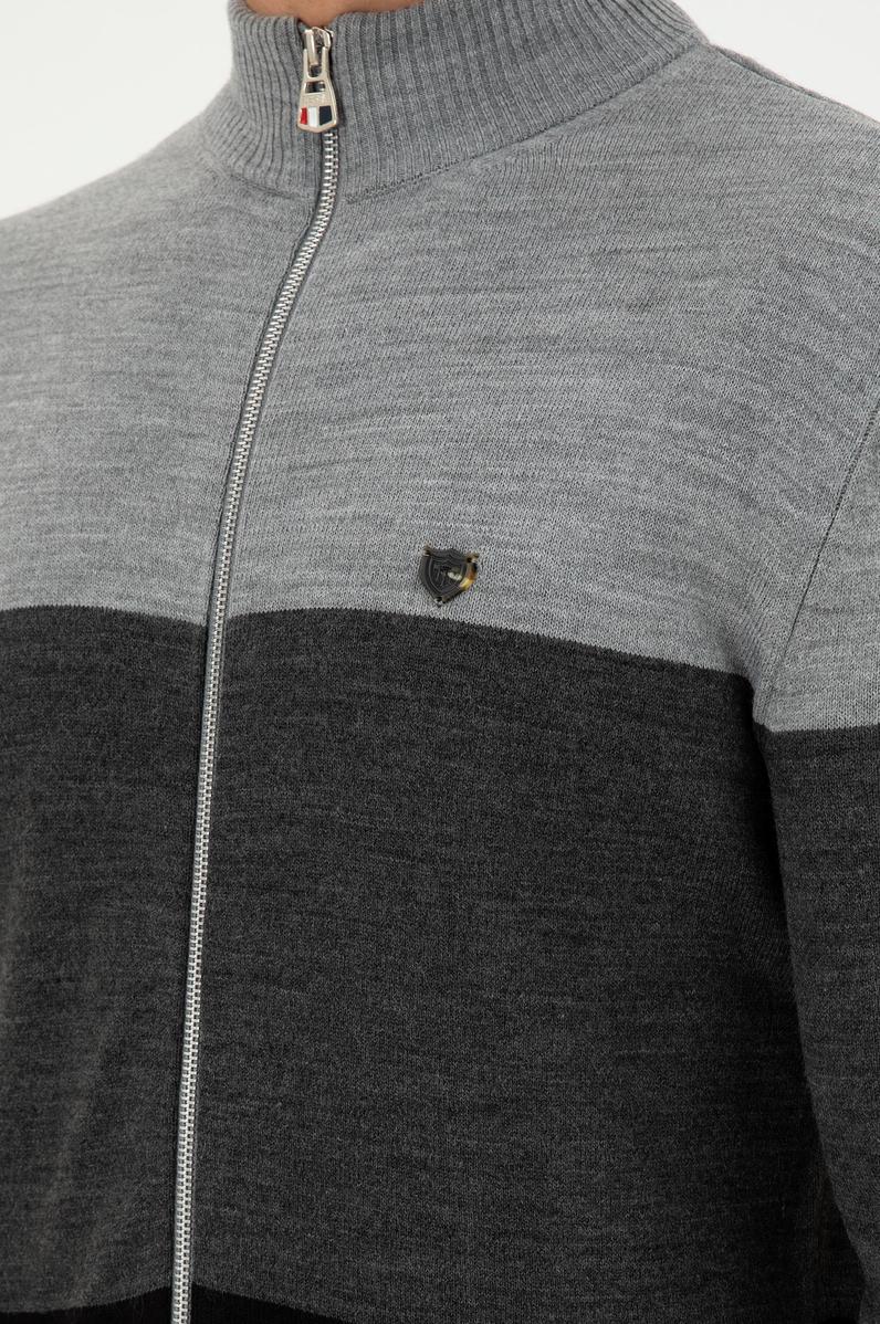 Erkek Gri Melanj Triko Hırka