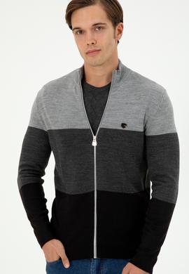 Erkek Gri Melanj Triko Hırka - 50297062017