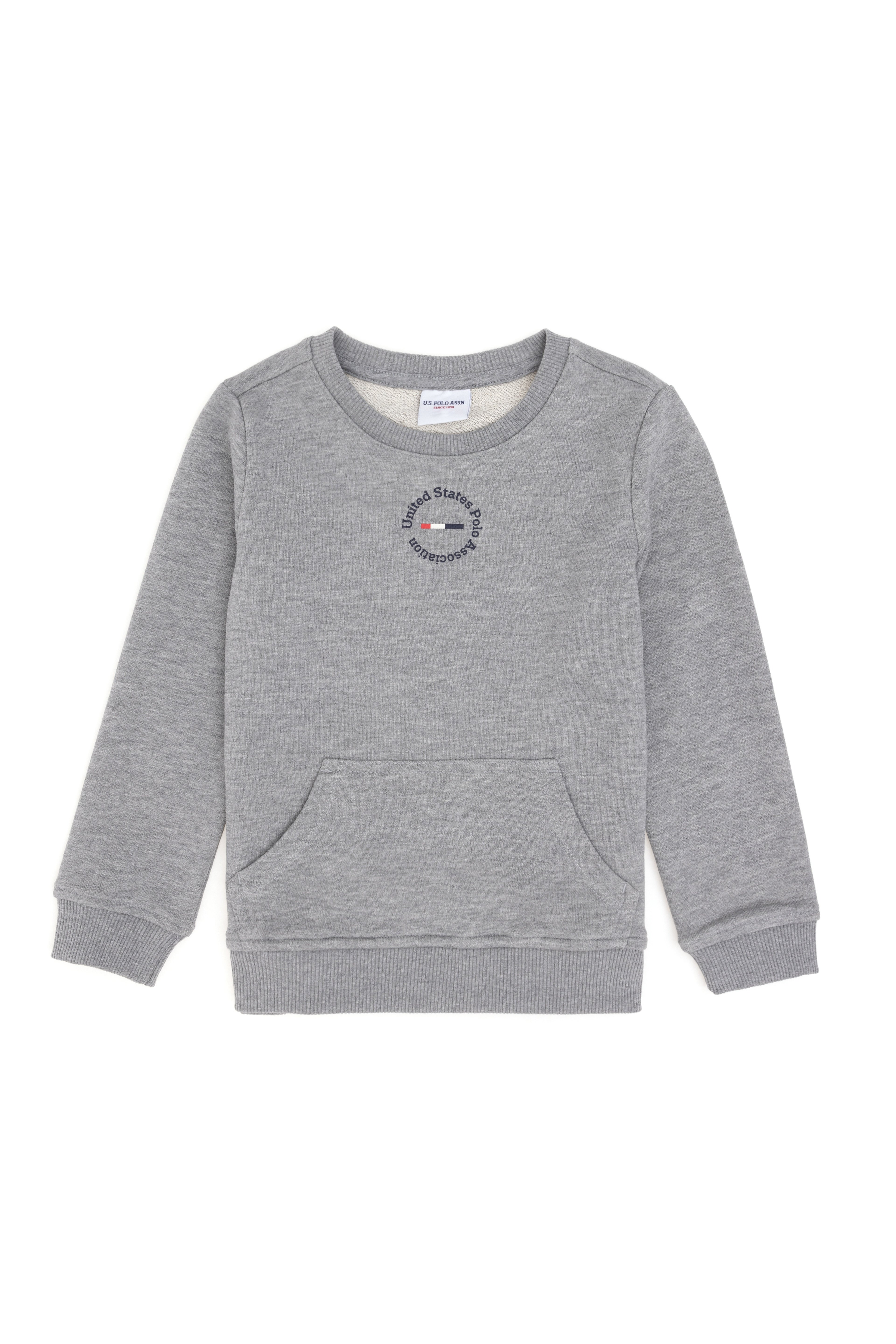 Erkek Çocuk Gri Melanj Basic Bisiklet Yaka Sweatshirt - Image 1